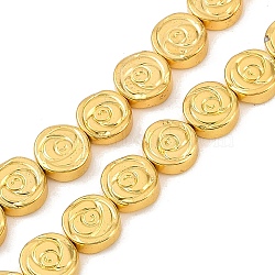 Electroplated Synthetic Non-magnetic Hematite Beads Strands, Flower, Golden Plated, 8x3mm, Hole: 1mm, about 49pcs/strand, 15.67inch(39.8cm)(G-C156-07G)