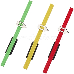 3Pcs 3 Colors Polyester Elastic Bookmarks, Iron Arrow Clasp Book Marker, Mixed Color, 340~364x9~27x1~2mm, 1pc/color(AJEW-CP0007-59)