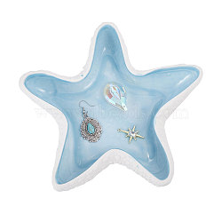 GOMAKERER 1Pc Starfish Ceramics Jewelry Plates, Jewelry Plate, Storage Tray for Rings, Necklaces, Earring, Aqua, 140x140x35mm(AJEW-GO0001-44)