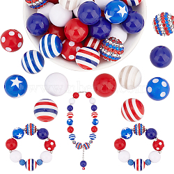 Elite 1 Set Mixed Style Acrylic Round Beads Sets, Blue, 19~20mm, Hole: 2mm, about 50pcs/bag(SACR-PH0001-52F)