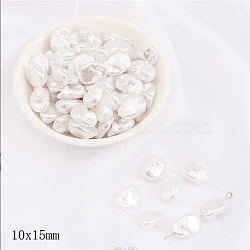 ABS Plastic Imitation Pearl Beads, Rice, White, 15x10x6mm, Hole: 1.6mm(PEAR-WH0004-03)