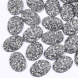 Electroplate Druzy Resin Cabochons, Oval, Silver, 17.5x13x4.5mm(CRES-T012-08A)