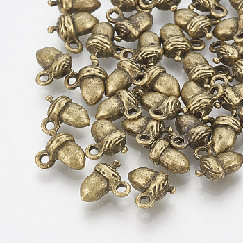 Alloy Pendants, Nickel Free, Acorn, Antique Bronze, Size:about 8mm long, 7mm wide, 2mm thick, hole: 2mm