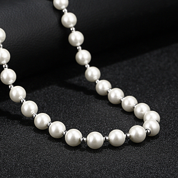 Stainless Steel Imitation Pearl Necklace for Unisex