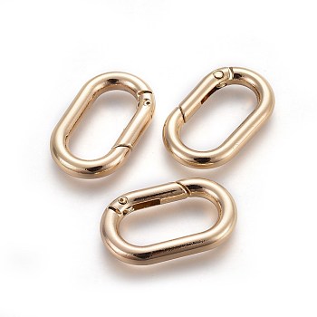Zinc Alloy Key Clasps, Spring Gate Rings, Oval Rings, Light Gold, 34.5x21x5mm, Inner Diameter: 25x11.5mm