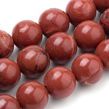 Natural Red Jasper Beads Strands, Round, 10mm, Hole: 1mm, about 40pcs/strand, 15.7 inch