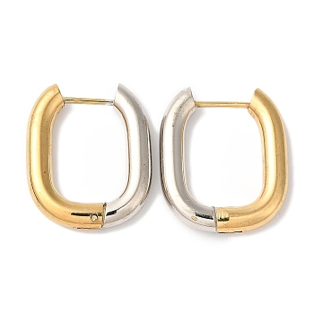 Rectangle Ion Plating(IP) 304 Stainless Steel Hoop Earrings for Women, Golden & Stainless Steel Color, 23.5x19.5mm