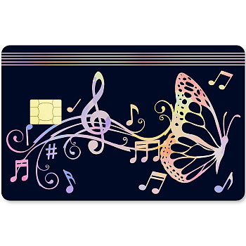 PVC Plastic Waterproof Card Stickers, Self-adhesion Card Skin for Bank Card Decor, Rectangle, Musical Note, 186.3x137.3mm