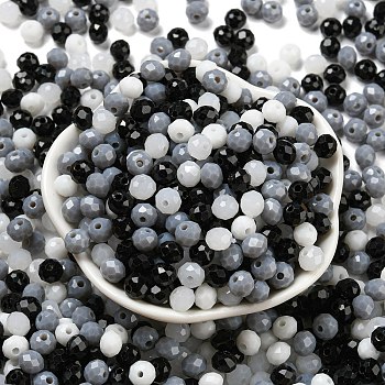 Glass Beads, Faceted, Rondelle, Black, 6x5mm, Hole: 1mm, about 280pcs/60g