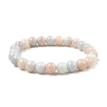 Glass Round Beaded Stretch Bracelet, Blanched Almond, Inner Diameter: 2-1/8 inch(5.5cm)