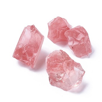 Cherry Quartz Glass Beads, Nuggets, No Hole/Undrilled, 24.5~47x16~41x10~26.5mm, about 100g/bag