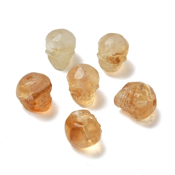 Natural Yellow Quartz Beads, Skull, 9~9.5x8~8.5x9~9.5mm, Hole: 1.4mm