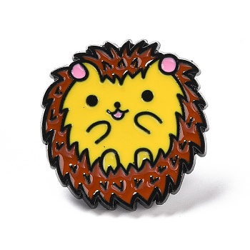Hedgehog Enamel Pin, Animal Alloy Badge for Backpack Clothing, Electrophoresis Black, Yellow, 25x24x2mm, Pin: 1mm