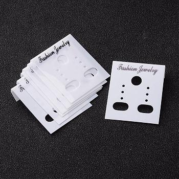 Plastic Display Card, used for Ear Stud, earring and earring pendant, White, 38mm long, 30mm wide