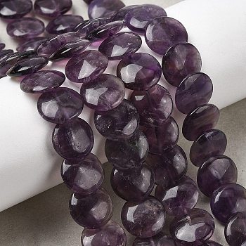 Natural Amethyst Beads Strands, Flat Round, 11.5~12x3~3.5mm, Hole: 0.7mm, about 41pcs/strand, 14.65''(37.2cm)