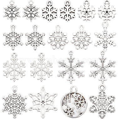 Antique Silver & Platinum Snowflake Alloy Pendants