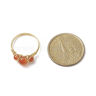 Natural Carnelian Round Braided Beaded Finger Ring(RJEW-JR00550-01)-6