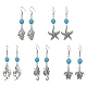 Boucles d'oreilles pendantes en alliage sur le thème de l'océan avec perles turquoise synthétiques(EJEW-JE05447)-1