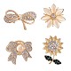 4Pcs 4 Style Crystal Rhinestone Bowknot & Sunflower Brooches(JBR078A)-1