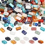 180Pcs 9 Styles Natural & Synthetic Mixed Gemstone Beads, Rectangle, 2-Hole, 1.5~3x5.5x2.5mm, Hole: 0.9mm, 20pcs/style(G-ME0001-21)