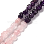 Natural Rose Quartz & Amethyst Beads Strands, Nuggets, Tumbled Stone, 5~14x4~10x4~8mm, Hole: 0.8~1mm, about 45~59pcs/strand, 15.75~16.34 inch(40~41.5cm)(G-L610-B16-01)