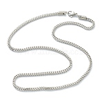 Non-Tarnish 304 Stainless Steel Wheat Chain Necklaces, with Lobster Claw Clasps, Stainless Steel Color, 19.68 inch(50cm), 3mm(NJEW-I245-08B-P)