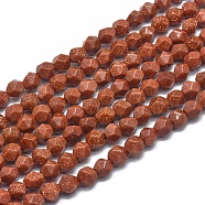 Synthetic Goldstone Beads Strands, Faceted, Star Cut Round, 4.5x5.5mm, Hole: 1mm, about 64pcs/strand, 15.3 inch(39cm)(G-G793-06A-01)