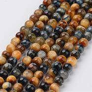 Natural Tiger Eye Beads Strands, Round, 6mm, Hole: 1mm, about 62pcs/strand, 15.3 inch(G-G898-6mm)
