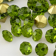 Grade A Glass Pointed Back Chaton Rhinestones, Back Plated, Diamond, Olivine, 4.0~4.2mm, about 144pcs/gross(RGLA-PP32-10A)