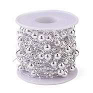 Christmas Tree Round Beaded Garland, Plastic Imitation Pearl Beaded Trim, for Decorating Wedding Party Supplies, with Spool, Silver, 3mm and 8mm, about 10m/roll.(CHAC-H100-05)