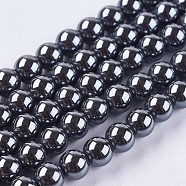 Non-Magnetic Synthetic Hematite Beads Strands, Grade AA, Round, Black, Black, 6mm, Hole: 1.5~2mm, about 72pcs/strand(G-H1623-6mm-1)