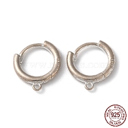 Rhodium Plated 925 Sterling Silver Huggie Hoop Earring Findings, with Loops & S925 Stamp, Platinum, 13x11.5x2mm, Hole: 1mm, Pin: 1.2x1mm(STER-D016-02P)