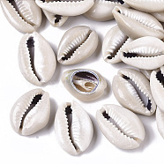 Natural Cowrie Shell Beads, No Hole/Undrilled, Linen, 22~28x16~19x8~9mm, about 220pcs/500g(SSHEL-N034-33)