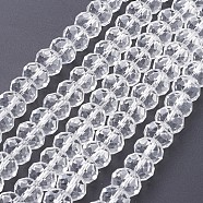 Handmade Glass Beads, Faceted Rondelle, Clear, 14x10mm, Hole: 1mm, about 60pcs/strand(G02YI015)