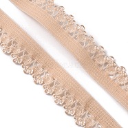 Polyester Elastic Cords with Single Edge Trimming, Flat, PeachPuff, 13mm(EC-WH0020-06H)