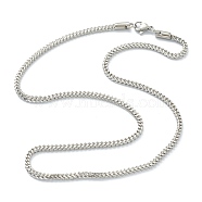 304 Stainless Steel Wheat Chain Necklaces, with Lobster Claw Clasps, Stainless Steel Color, 19.68 inch(50cm), 3mm(NJEW-I245-08B-P)