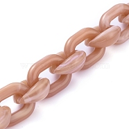 Transparent Acrylic Handmade Cable Chain, Oval, Blanched Almond, 20x18x8mm, about 39.37 inch(1m)/strand(AJEW-JB00546-03)