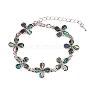 Flower Natural Abalone Shell/Paua Shell Link Bracelets for Women(FS5984-23)