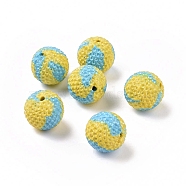 Polymer Clay Rhinestone Beads, Pave Disco Ball Beads, Round, Yellow, 16mm, Hole: 1.6mm(RB-L029-05C)