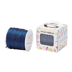 Nylon Thread, Rattail Satin Cord, Prussian Blue, 1.0mm, about 76.55 yards(70m)/roll(NWIR-JP0010-1.0mm-335)