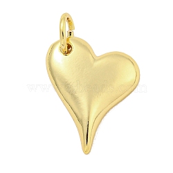 Rack Plating Brass Charms, with Jump Rings, Long-Lasting Plated, Lead Free & Cadmium Free, Heart, Real 18K Gold Plated, 13x11.5x2.5mm, Hole: 3mm(KK-Q814-20G)