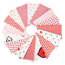 8Pcs Cotton Fabric, Square with Heart Pattern, Mixed Color, 250x200x0.2mm(AJEW-TAC0038-31B)