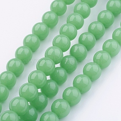 Glass Beads Strands, Round, Lime Green, 8mm, Hole: 1mm, about 40pcs/strand, 12 inch~12.4 inch(30cm~31cm)(X-GLAA-I004-05-8mm)