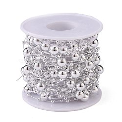 Christmas Tree Round Beaded Garland, Plastic Imitation Pearl Beaded Trim, for Decorating Wedding Party Supplies, with Spool, Silver, 3mm and 8mm; about 10m/roll.(CHAC-H100-05)