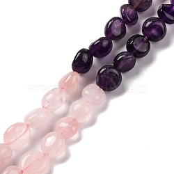 Natural Rose Quartz & Amethyst Beads Strands, Nuggets, Tumbled Stone, 5~14x4~10x4~8mm, Hole: 0.8~1mm, about 45~59pcs/strand, 15.75~16.34 inch(40~41.5cm)(G-L610-B16-01)