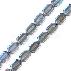 Electroplate Glass Beads Strands, AB Color, Oval, Medium Aquamarine, 9.5x6.5x3.5mm, Hole: 0.9mm, about 78Pcs/strand, 25.59 inch(65cm)(EGLA-N008-017-D02)
