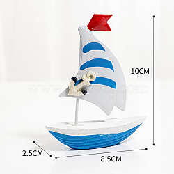 Anchor Pattern Mini Sailboat Model Display Decoration, Wooden Miniature Sailing Boat Home Decoration, for Ocean Theme Decoration, Dodger Blue, 25x85x100mm(PW22060285676)
