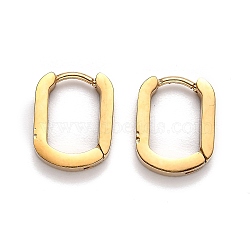 304 Stainless Steel Huggie Hoop Earrings, Oval, Golden, 14x11x3mm, Pin: 1mm(STAS-J033-11A-G)