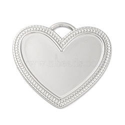 Anti-Tarnish 304 Stainless Steel Pendants, Heart Charm, Stainless Steel Color, 33.5x36.5x1.5mm, Hole: 5mm(STAS-D194-18S)