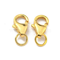 925 Sterling Silver Lobster Claw Clasps, Real 18K Gold Plated, 9x4x2mm(STER-C005-08G)